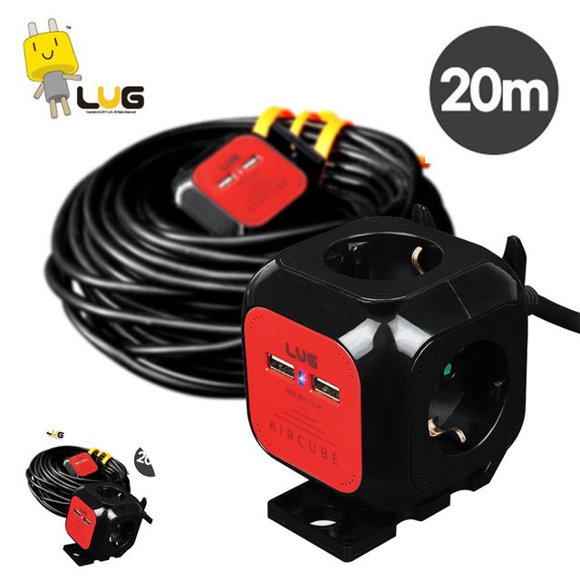 캠핑멀티탭 캠핑용멀티탭 콘센트 연장선 4구 USB 2포트 20M 1.5SQ