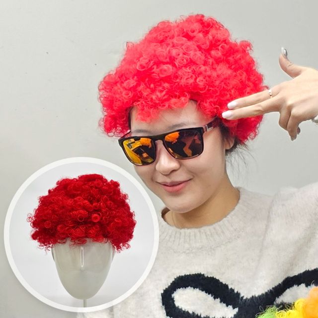 가발 인생사진 레드 폭탄머리 폭탄 네컷 뽀글머리