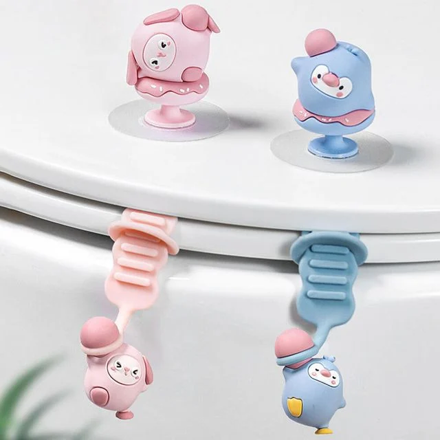 화장실 변기 커버 캐릭터 손잡이 - 위생적인 변기 커버 손잡이