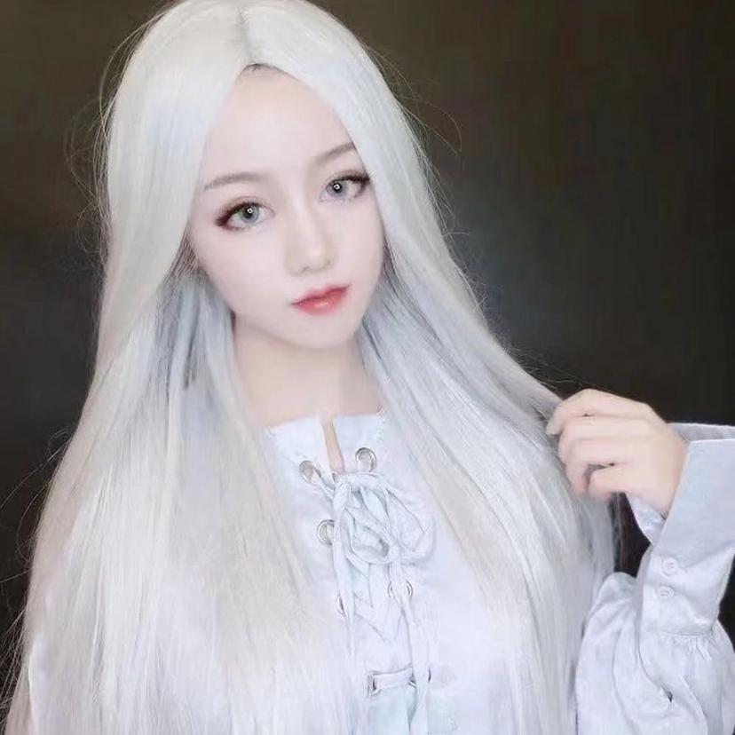 백발 긴 생머리 가발 코스프레 할로윈 파티용