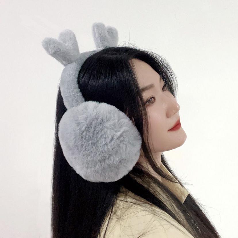 하트뿅뿅 퍼 귀마개 - 따뜻한 겨울용 접이식 보온 귀덮개