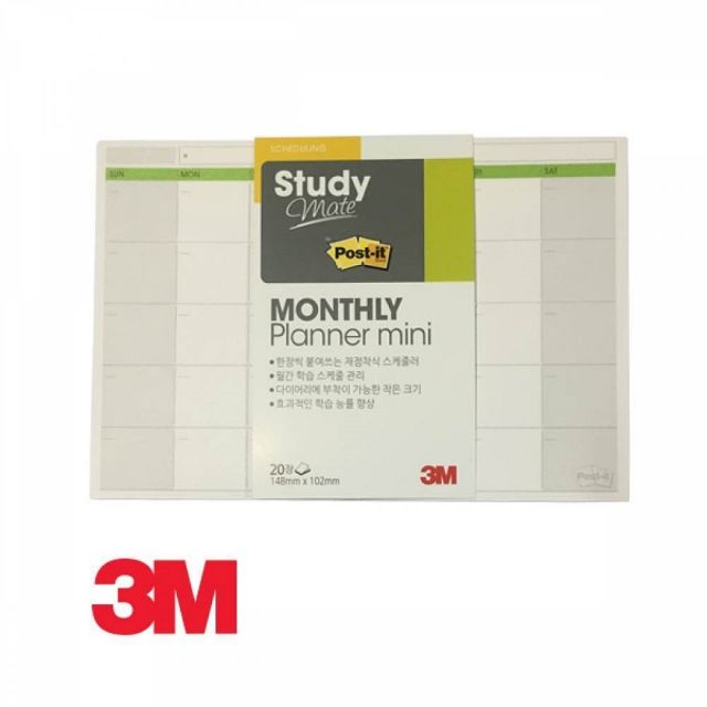 3M 포스트잇 스터디메이트 먼슬리플래너 미니 - 월간 계획 정리