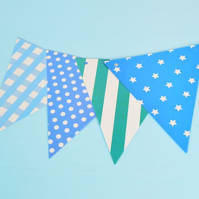 삼각가랜드 블루 파티 생일 백일 장식 가랜드 세트