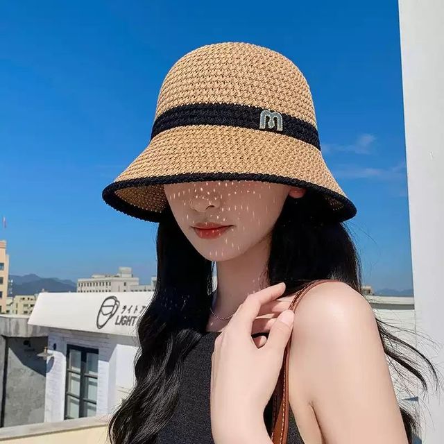 여성 M라탄 버킷햇 벙거지모자 여름모자 휴양지모자