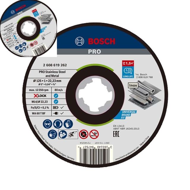 보쉬 스텐용 절단석 1.0T 125mm X-Lock절단석 스텐용절단석 1.0T절단석 125mm절단석