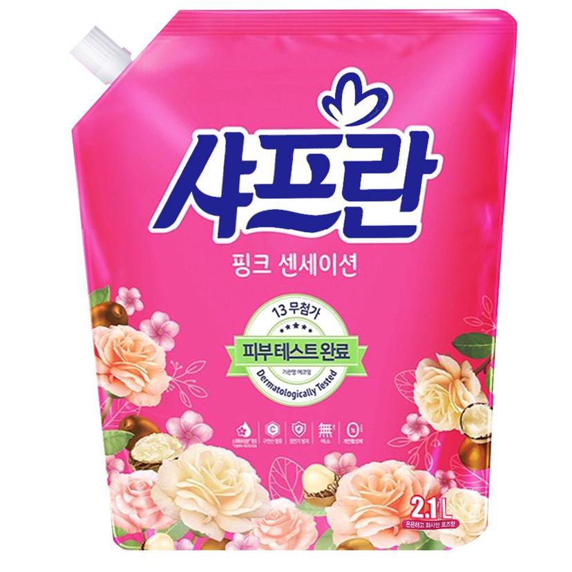 샤프란 핑크 2100ml 6입 세트 - 대용량 섬유유연제