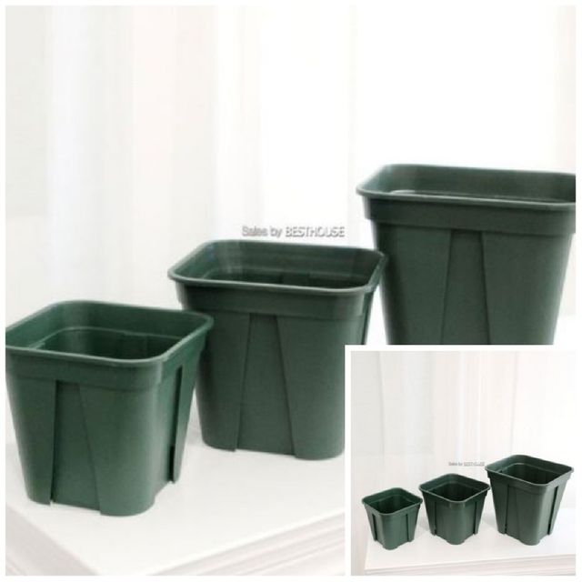 사각가드닝 슬릿분 슬릿화분 그린색2호 18x18x15cm 식물인테리어 인테리어화분 인테리어화분바구니 인테리