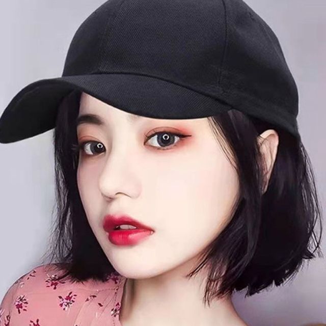 일체형 모자 가발 짧은머리 1P 고온사 인조가발 단발