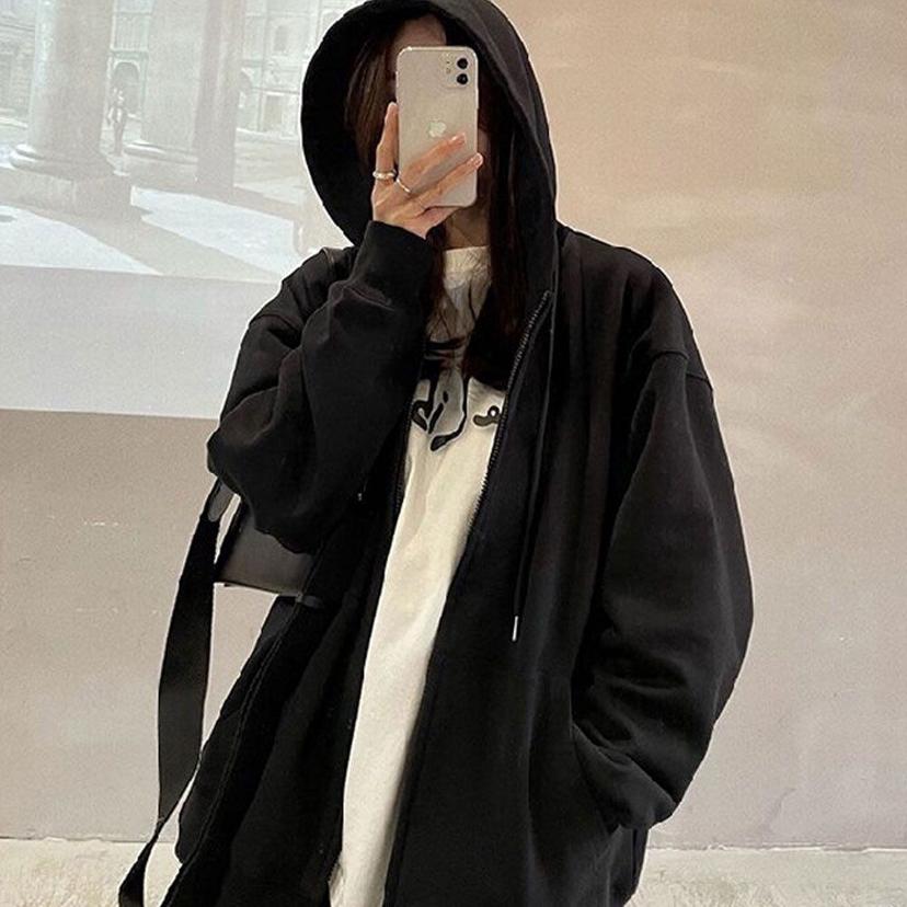 여성 루즈핏 후드 집업 점퍼 캐주얼 나들이 아우터