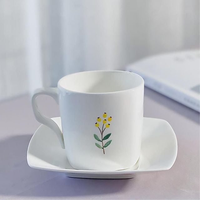 수채화 도자기 커피잔 세트 180ml, 찻잔 머그