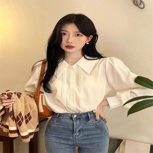 여성 프릴 블라우스 캐주얼, 편안한 남방 코디 셔츠