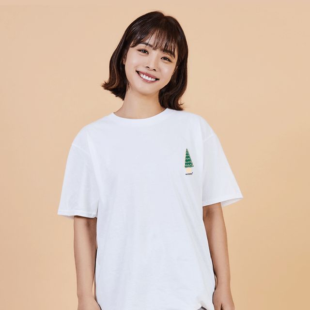 키밍 삼각형 나무 프린트 남성 여자 반팔 티셔츠 10대티