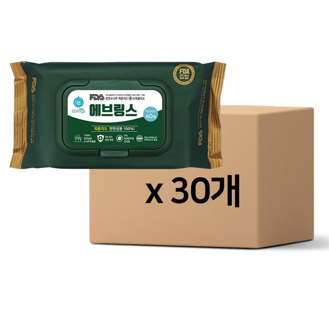 에브링스 세정물티슈 40매 30개입 빅사이즈 캡형