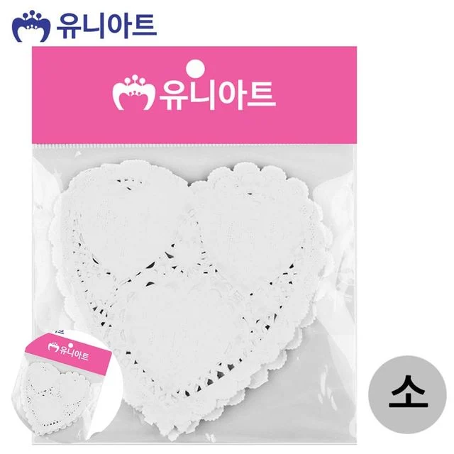 종이컵받침 티코스터 하트 종이 레이스 소