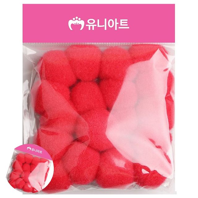퐁퐁이 만들기솜 30mm 빨강, 유아 미술놀이 수공예 재료