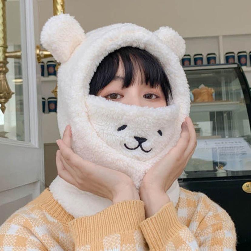 귀달이 곰돌이 퍼 모자 부드러운 방한 털모자
