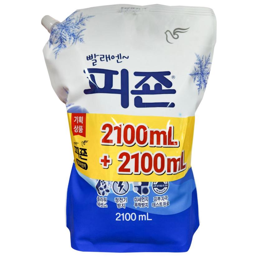 피죤 섬유유연제 2100ml 2개 세트 리필 블루비앙카 향