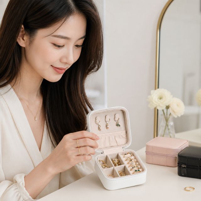 액세서리 보관함 가죽 귀걸이 반지 정리함 쥬얼리 케이스