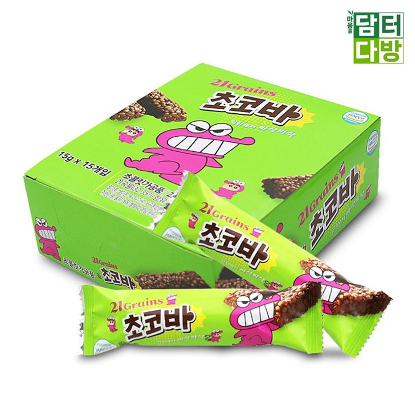 짱구 21곡 초코바 15개입 - 영양 가득 초코 스낵