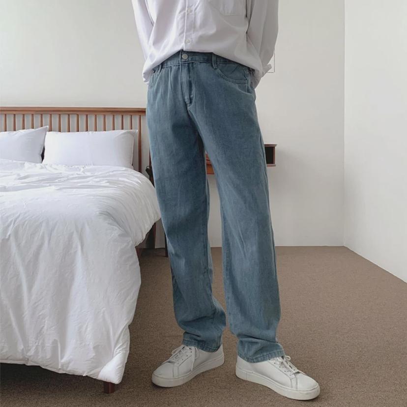 남자 데님 팬츠 일자 와이드 청바지 중청 진청 블랙