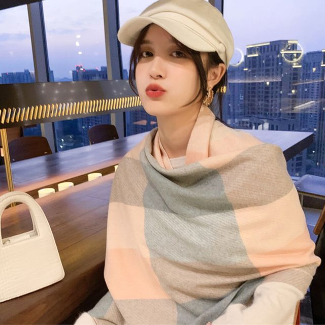 캐시미어 체크 투톤 롱머플러 가을 겨울 목도리 숄더 고급감