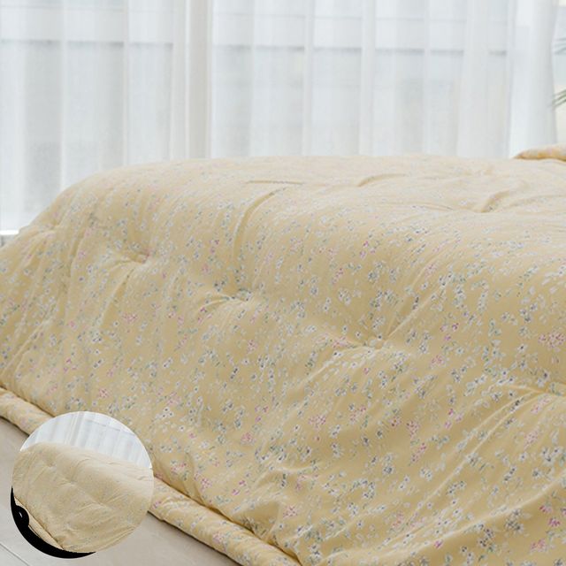 먼지없는이불 가벼운이불 빈티지플라워 마이크로 모달 간절기 이불 퀸 Q 옐로우