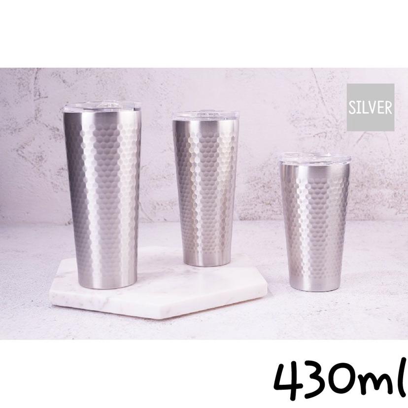 허니벌집 스텐 이중진공 보온 보냉 텀블러 실버 430ml