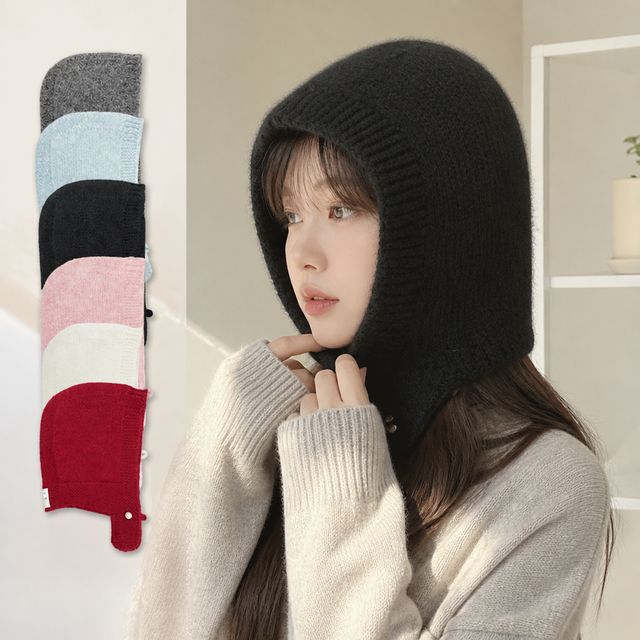 6컬러 앙고라 모헤어 바라클라바 니트 후드 넥워머 귀도리 라벨 방한용품