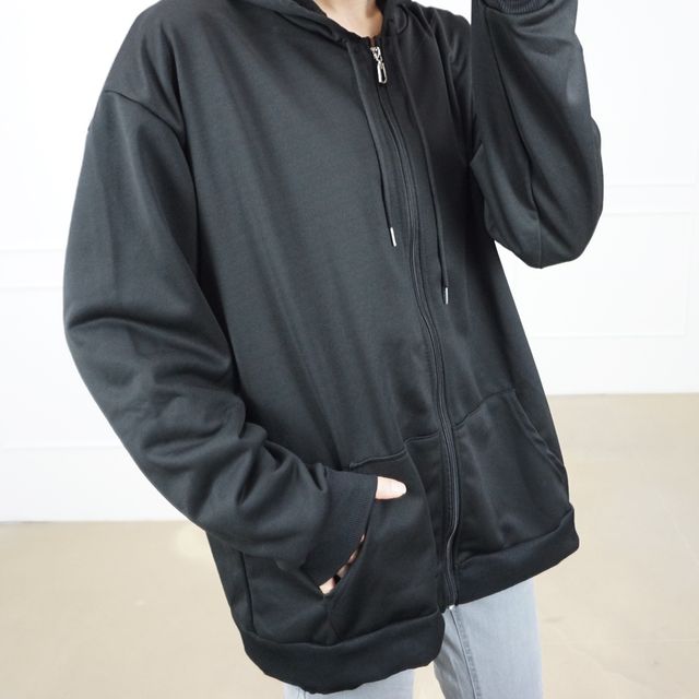 남여공용 베이직 후드 집업 루즈핏 점퍼 빅사이즈 - 편안한 데일리 아우터