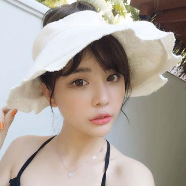 여름모자 아이보리 린넨 돌돌말이 찍찍이 사이즈 조절 린넨모자