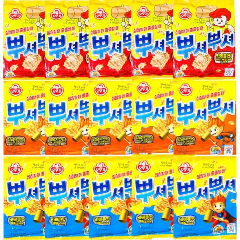 뿌셔뿌셔 3종 세트 떡볶이+양념치킨+바베큐맛 15개 - 인기 간식
