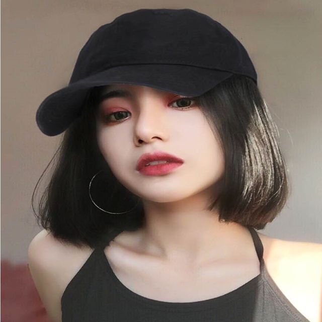 여성 단발모발일체형 캡모자 찍찍이가발모자 간편 스타일링