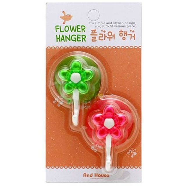 우일 컬러 플라워 흡착 고리 2p 벽걸이형 식기건조대용 후크
