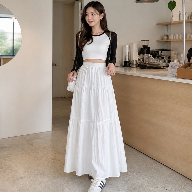 여성 캉캉 스커트 3120 플레어 롱치마 밴딩 하의 데일리룩