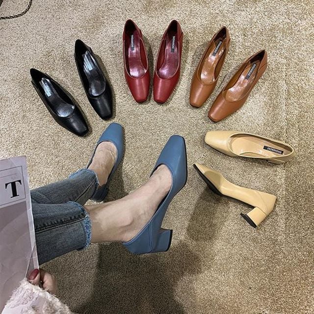 쉐도우샵 펌프스뮬 패플 오피스룩 데일리 데일리룩 깔끔한디자인 구두 스틸레토 여성구두