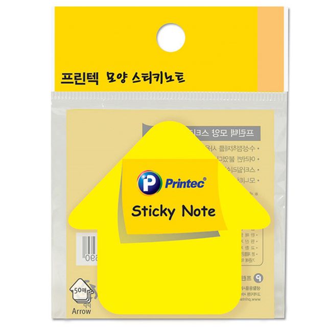 화살표 스티키노트 접착식 메모지 프린텍 형광 메모