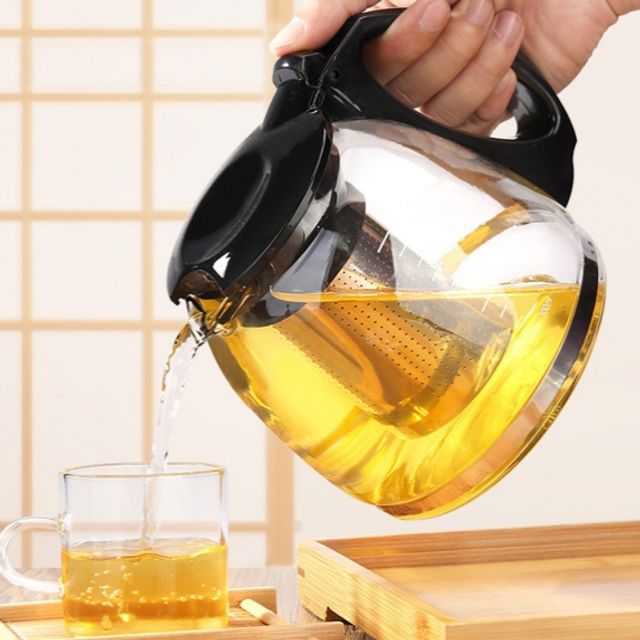 안전손잡이 유리 티포트 1.1L - 내열유리 차포트 찻주전자