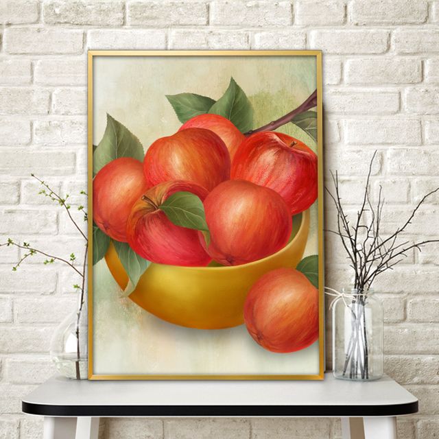 사과그림 액자 A3 2APP1 풍수그림 돈들어오는 - 재물운을 부르는 컴팩트 벽걸이화