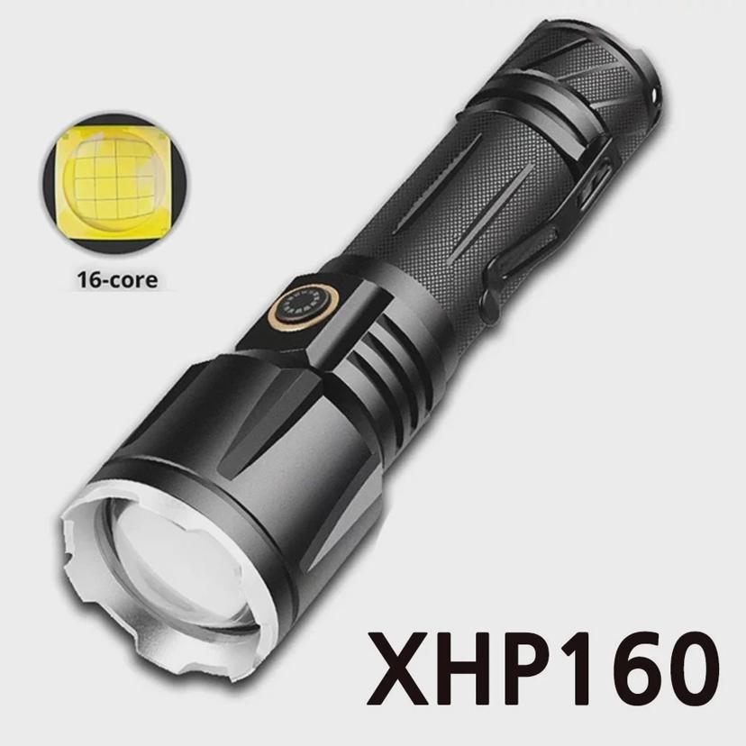 XHP160칩 LED 충전식 줌 라이트 강력 손전등 후레쉬