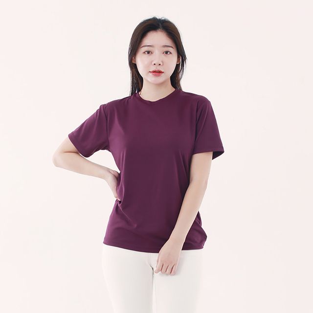 남녀 공용 UV컷 아이스 소재 라운드넥 빅사이즈 커플 반팔티