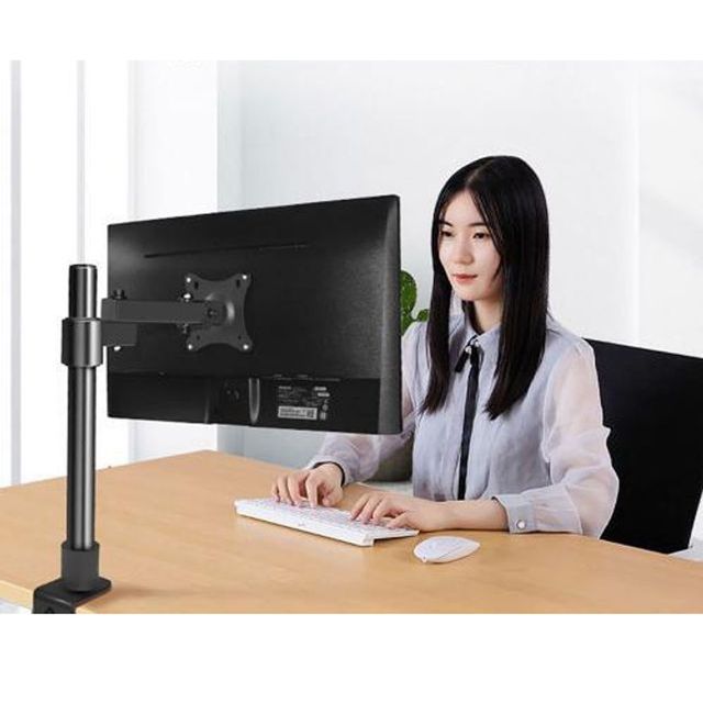 공간활용 싱글 모니터암 높이조절 180도 회전 - 책상 위 공간 절약형 모니터 거치대