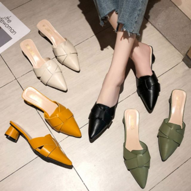 여성 블로퍼 샌들 5CM 굽 4컬러 로퍼 뮬 슬리퍼