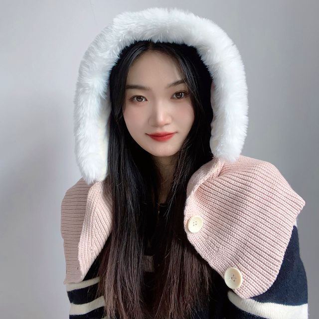 부클 니트 후드 넥워머 여자겨울후드모자 바라클라바
