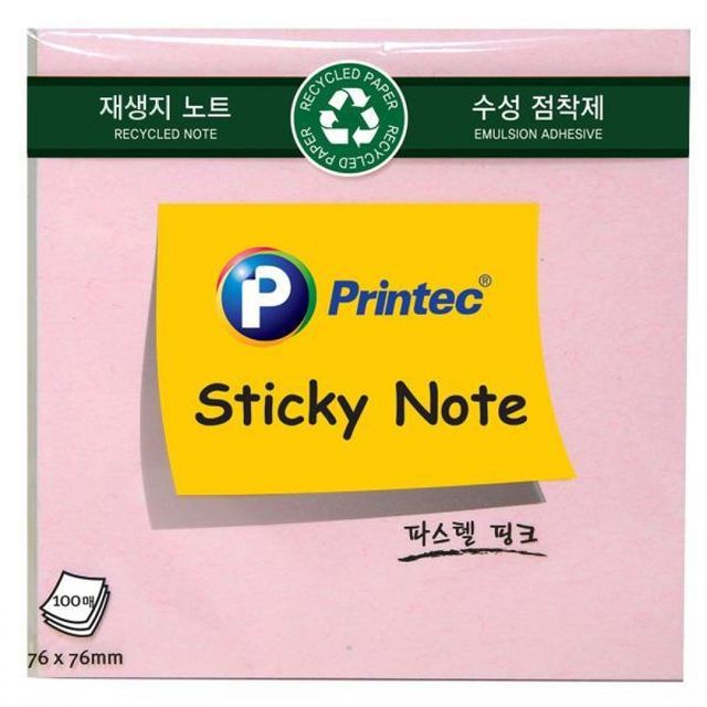 파스텔핑크 점착메모지 100매 3개, 재사용 스티키노트