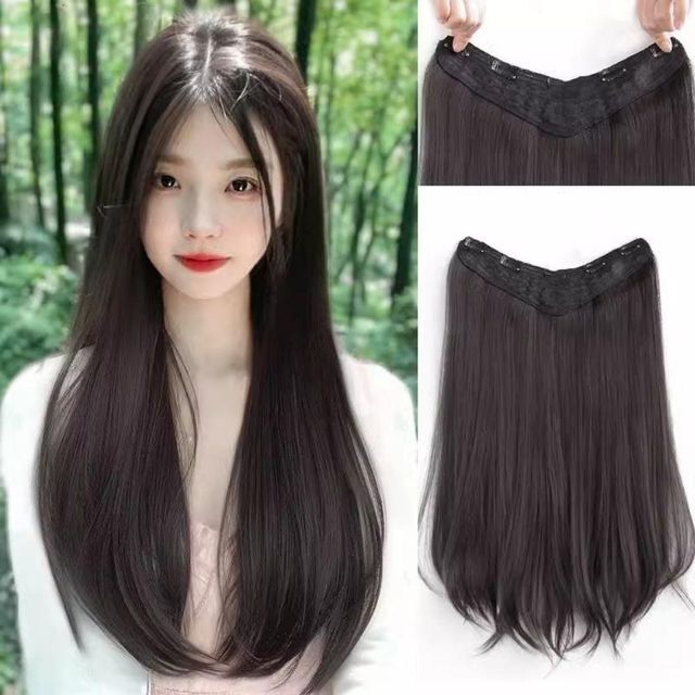 붙임머리 헤어피스 인모 블랙 긴생머리 부분 피스 여성가발