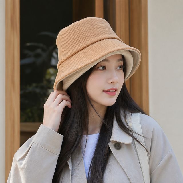여성 골지 벙거지햇 보온 귀도리 모자 가을 겨울 코듀로이 햇 데일리 방한 아이템