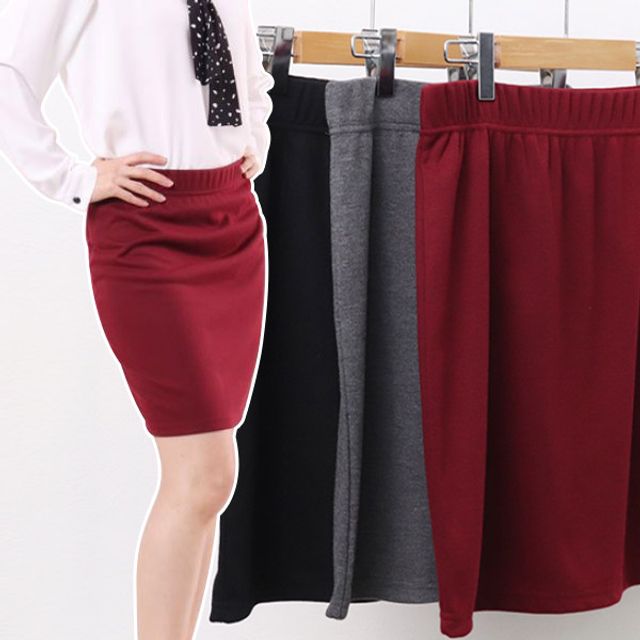 심플 무지 스판 H 스커트 빅사이즈 데일리 치마 4819 - 편안한 밴딩 스커트