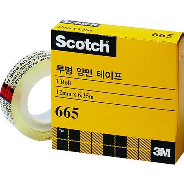 스카치 투명 양면테이프 리필 665R 12mmX6.35M - 정밀 작업용