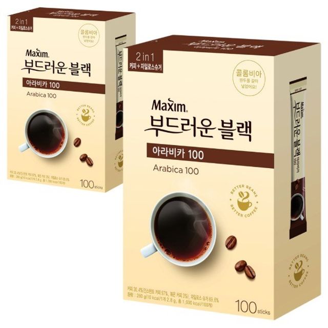 맥심 아라비카 부드러운 블랙 커피 100T 인스턴트