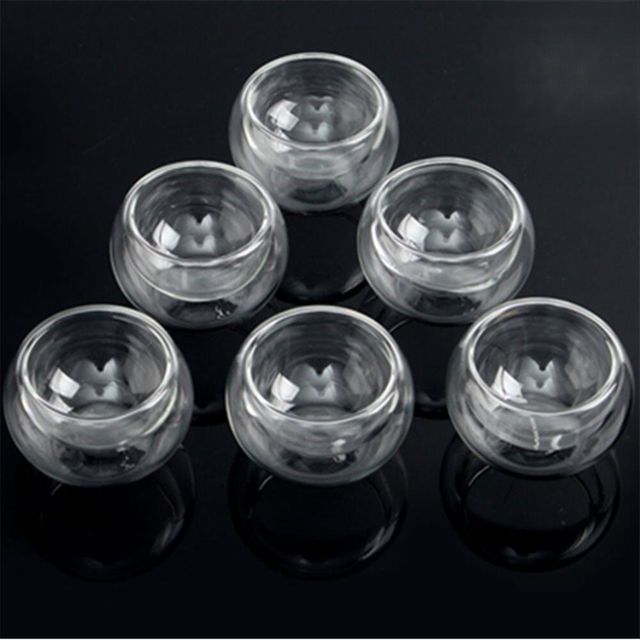 이중 유리 찻잔 6p세트 50ml 내열이중유리찻잔 투명잔 선물용찻잔